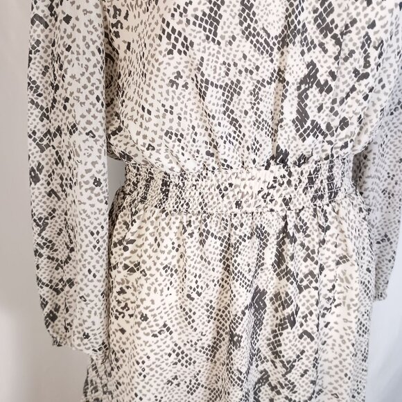 J Crew Womens Snake Print Long Sleeve Ruffle Hem Smocked Waist Dress M - Picture 10 of 10